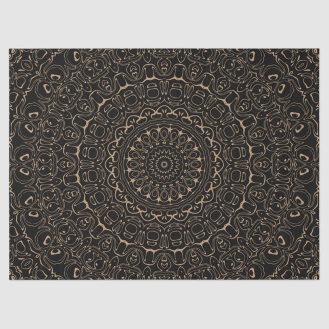 Papel De Seda Mandalá Camel Tan con Simetría Elegante (Anverso)