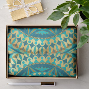 Papel De Seda Mandala de Fantasía Azul Dorado