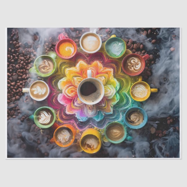 Papel De Seda Mandala de Java Bean, Tazas Coloridas (Anverso)