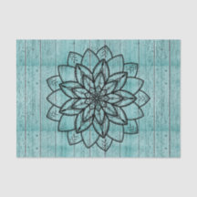 Mandala en madera de edad azul