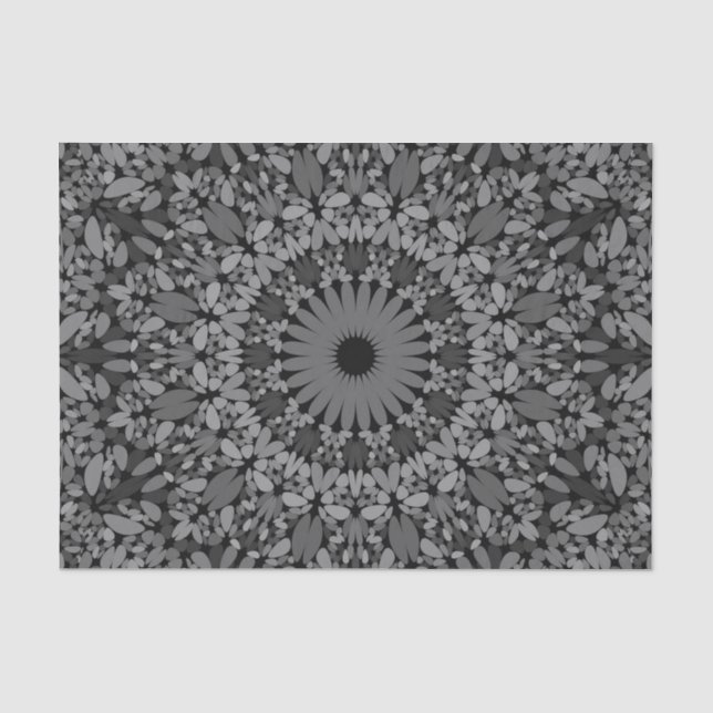 Papel De Seda Mandala gris oscuro de la grava (Anverso)