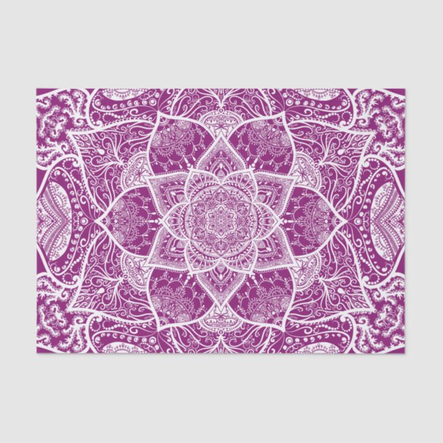 Papel De Seda Mandala morada y blanca - Loergann en Dahlia (Anverso)