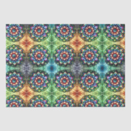 Papel De Seda Mandala retro-moderna de neón celestial