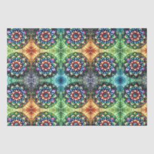 Papel De Seda Mandala retro-moderna de neón celestial