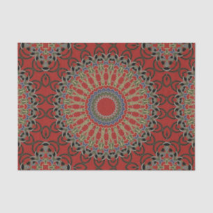 Papel De Seda Mandala roja, verde y azul