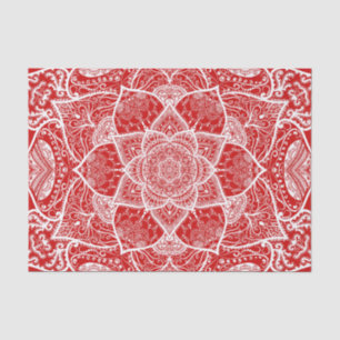 Papel De Seda Mandala roja y blanca - Loergans en cerezo