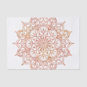 Papel De Seda Mandala rosa y naranja en glamour blanco