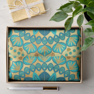Papel De Seda Mandalas Flor de Oro Azul