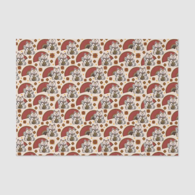 Papel De Seda Maneki Neko Cat (Anverso)