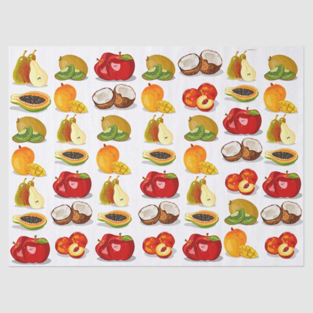 Papel De Seda Mango Apple Coconut Pear Frutos Decoupage (Anverso)