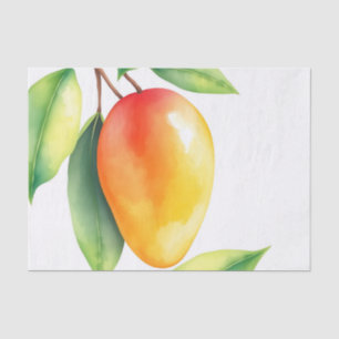 Papel De Seda Mango de color de agua en fondo blanco