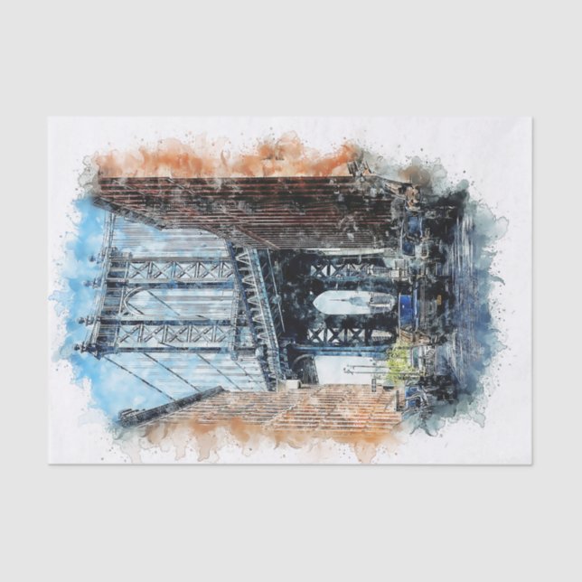 Papel De Seda Manhattan Bridge New York Decoupage (Anverso)