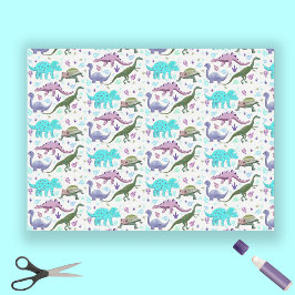 Papel De Seda Manía de dinosaurios coloridos