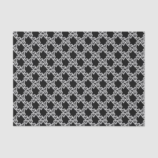 Papel De Seda Manly Gray Hearts on Black (Anverso)