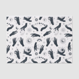 Papel De Seda Mano mística de Boho Moon blanco negro