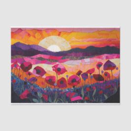 Papel De Seda Manta Bordada Amanecer Amapola Rosa, Decoración Vi
