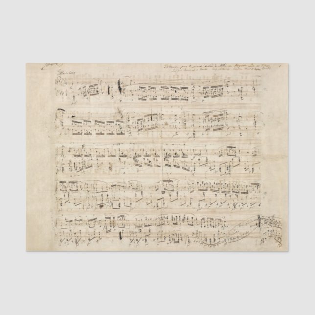 Papel De Seda Manuscrito de Chopin de música de hojas antiguas (Anverso)