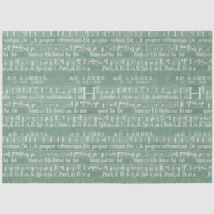 Papel De Seda Manuscrito de música medieval verde Verde azulado