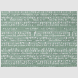 Papel De Seda Manuscrito de música medieval verde Verde azulado