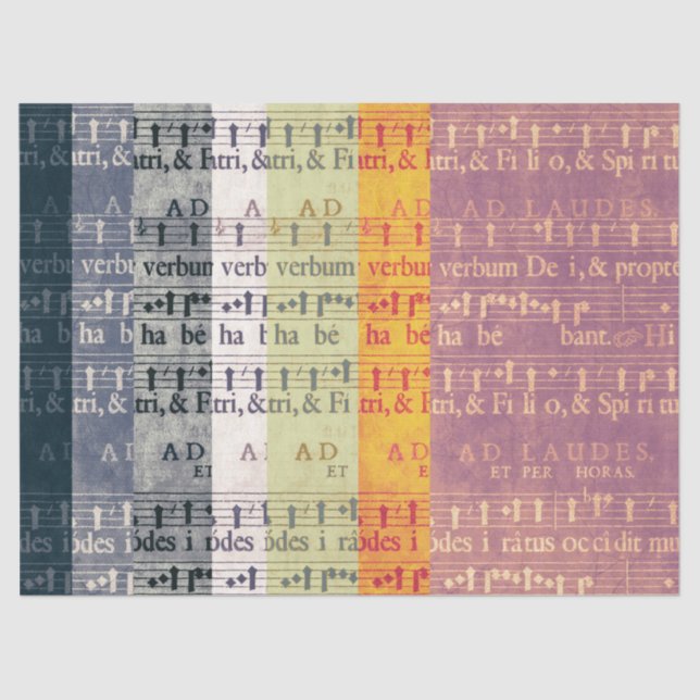 Papel De Seda Manuscritos multicolores medievales de la música (Anverso)