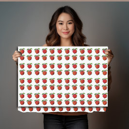 Papel De Seda Manzanas rojas y hojas verdes en el patrón de Wood