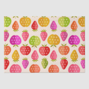 Papel De Seda Manzanas y fresas coloridas de mediados de siglo