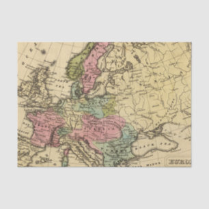 Papel De Seda Mapa 2 del atlas coloreado de la mano de Europa
