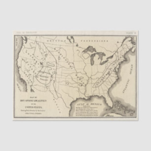 Papel De Seda Mapa, aguas termales, Estados Unidos