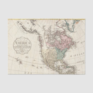 Papel De Seda Mapa Antiguo de América