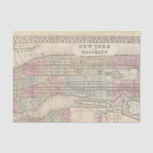 Papel De Seda Mapa Antiguo de Brooklyn