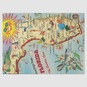Papel De Seda Mapa Antiguo de Florida 