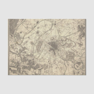 Papel De Seda Mapa Antiguo de París