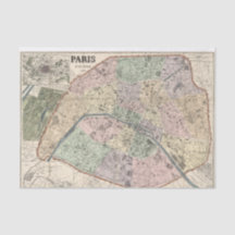 Mapa Antiguo de París Francia Decoupage Ephemera