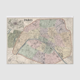 Papel De Seda Mapa Antiguo de París Francia Decoupage Ephemera