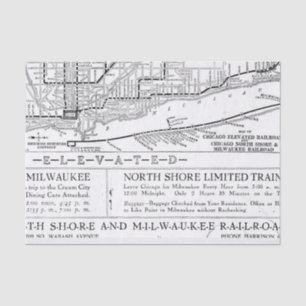 Papel De Seda Mapa antiguo del ferrocarril de Milwaukee