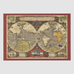 Papel De Seda Mapa Antiguo del Mundo #2