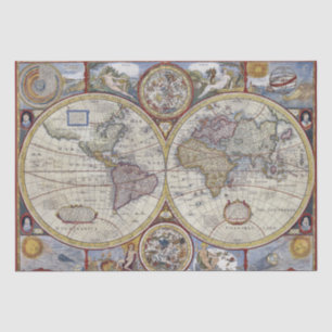 Papel De Seda Mapa Antiguo del Mundo #3