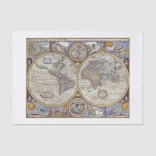 Papel De Seda Mapa Antiguo del Mundo #3