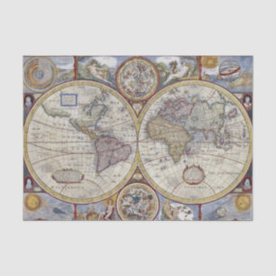 Papel De Seda Mapa Antiguo del Mundo #3