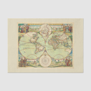 Papel De Seda Mapa Antiguo del Mundo #4
