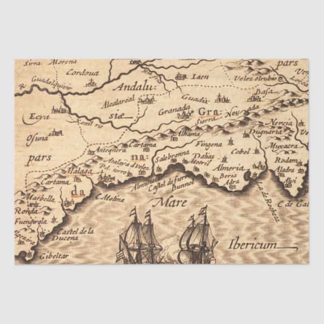 Papel De Seda Mapa antiguo inspirado (3) (Anverso)