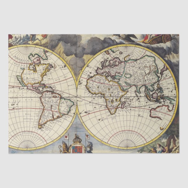 Papel De Seda Mapa antiguo inspirado (4) (Anverso)