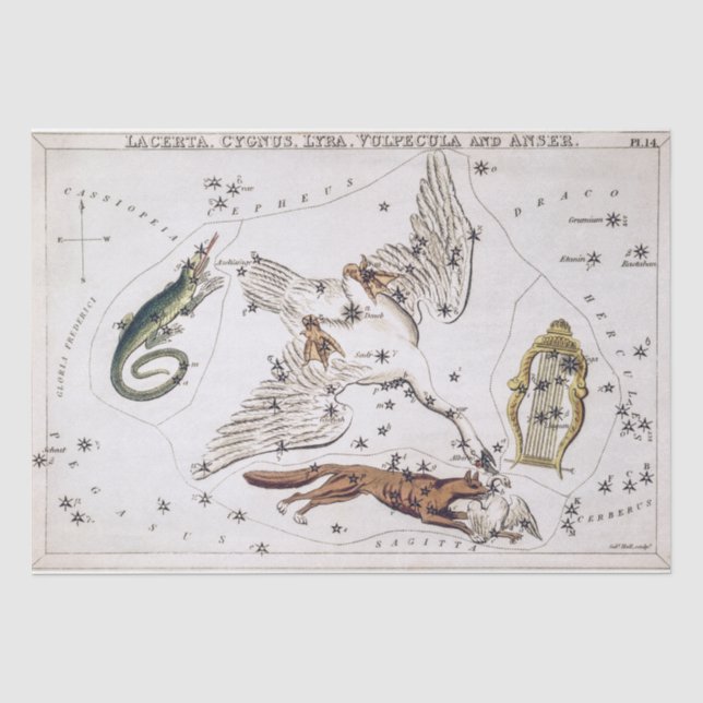 Papel De Seda Mapa Celeste Astronómico Antiguo (Anverso)