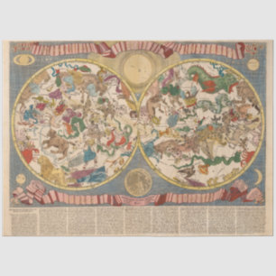 Papel De Seda Mapa celeste de 1687 - Planisfero Del Globo Celest