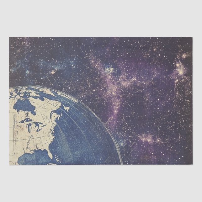 Papel De Seda Mapa celeste vintage del mundo (Anverso)