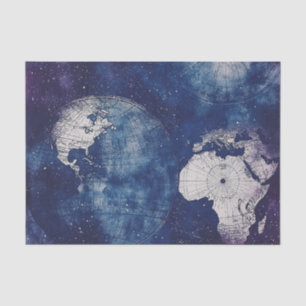 Papel De Seda Mapa Celestial Antiguo Púrpura Cósmico del Mundo