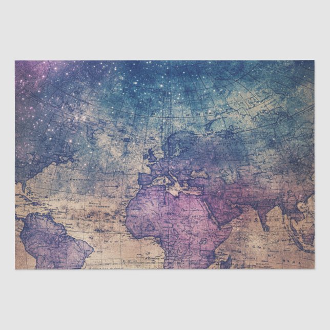 Papel De Seda Mapa Celestial Vintage Púrpura Gótico (Anverso)