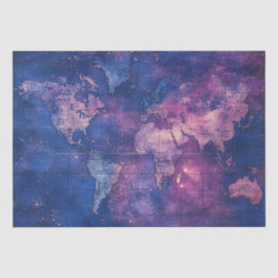Papel De Seda Mapa Celestial Vintage Púrpura Real del Mundo