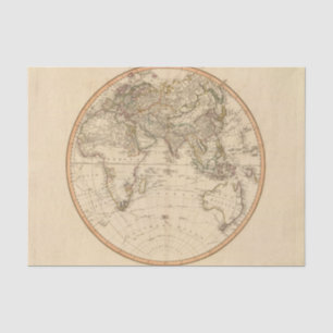 Papel De Seda Mapa circular del hemisferio del este
