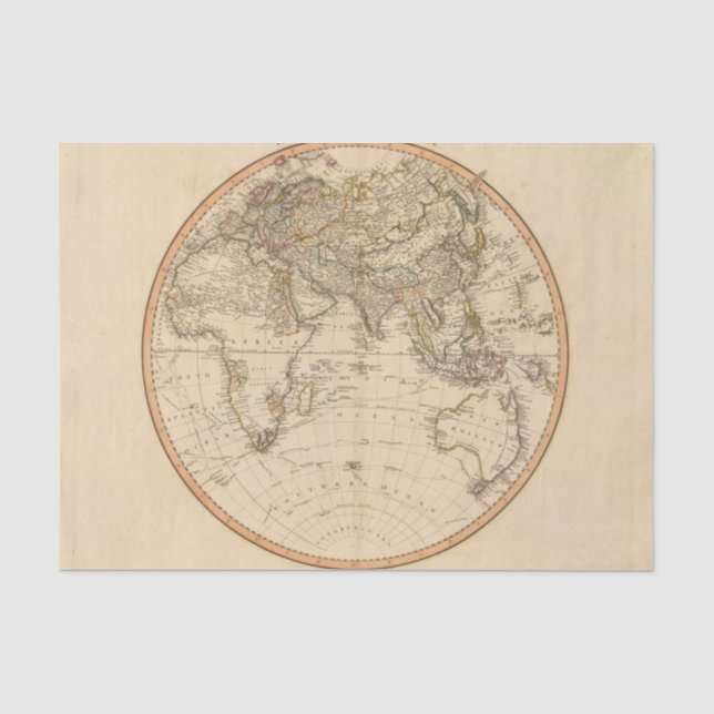 Papel De Seda Mapa circular del hemisferio del este (Anverso)